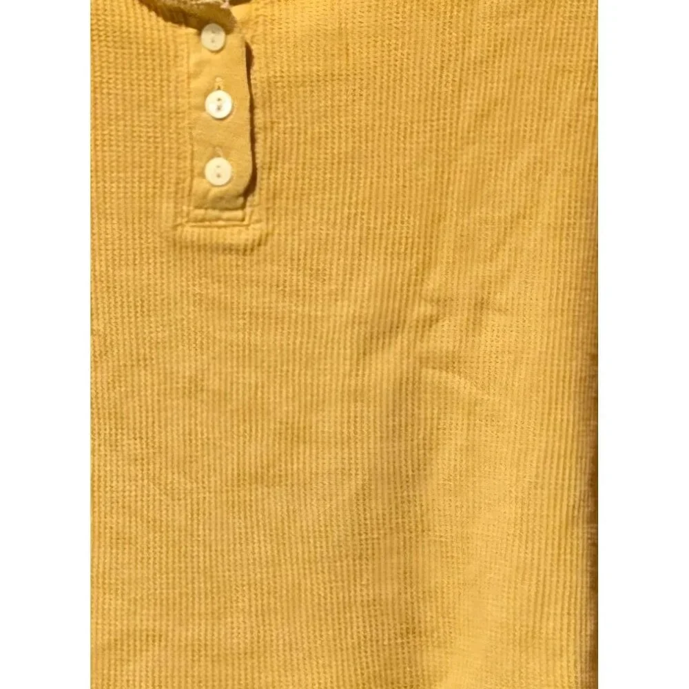 Wild Fable Autumn Yellow LS Waffle Knit Cropped Henley Top T-Shirt -- Size Large - Picture 5 of 8